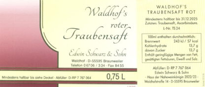 <br>Nr. 102<br>Waldhof's Traubensaft* - rot