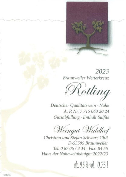 <br>Nr. 15<br>Rotling<br>Qualitätswein<br>erfrischend